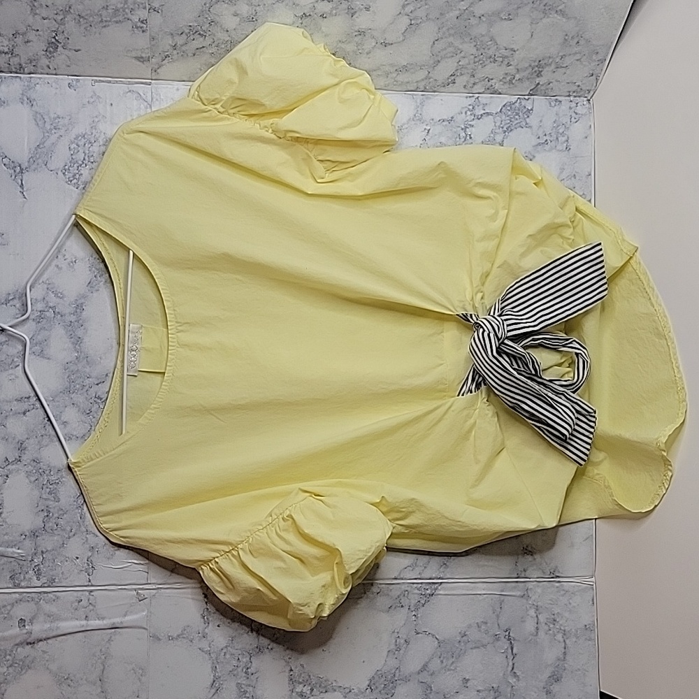 CoCoNut Shirt Women's Size S Balloon Arms Yellow Blouse